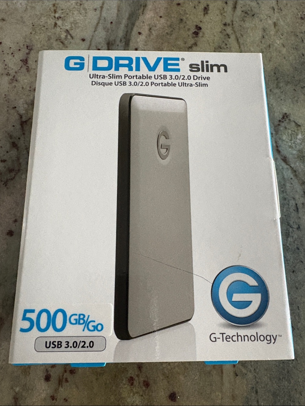 G-Technology G-DRIVE Slim 500GB Portable External Drive - Silver